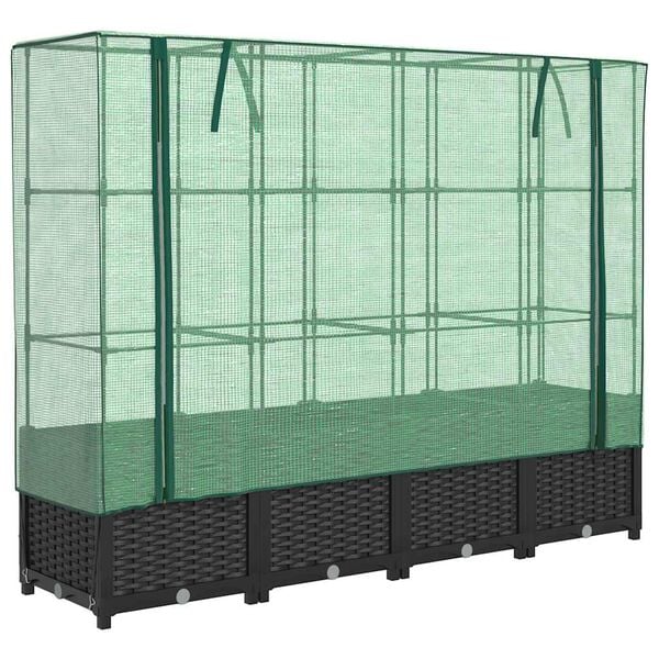 vidaXL Verhoogde plantenbak met kashoes rotanlook 160x40x138 cm