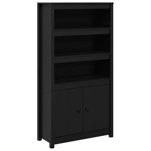 vidaXL Hoge kast 80x35x154 cm massief grenenhout zwart