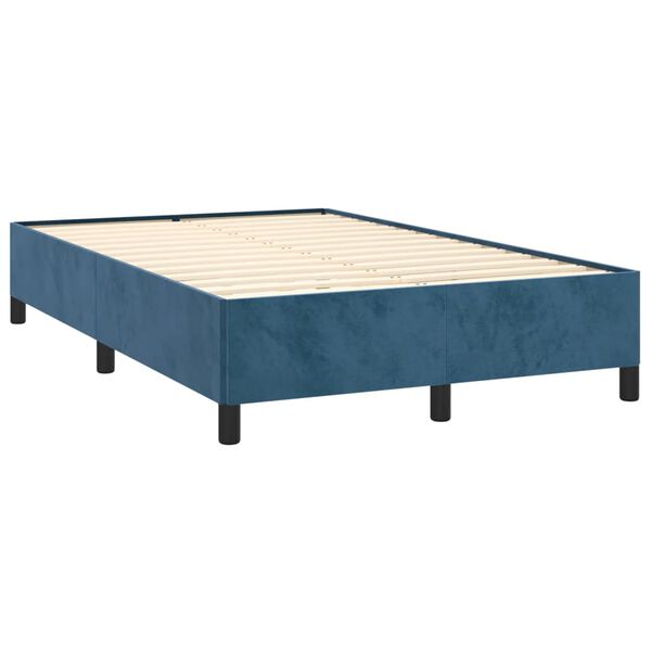 vidaXL Boxspring met matras fluweel donkerblauw 120x190 cm