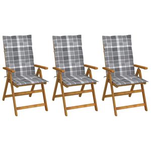 vidaXL Inklapbare stoelen 3 st met kussens massief acaciahout