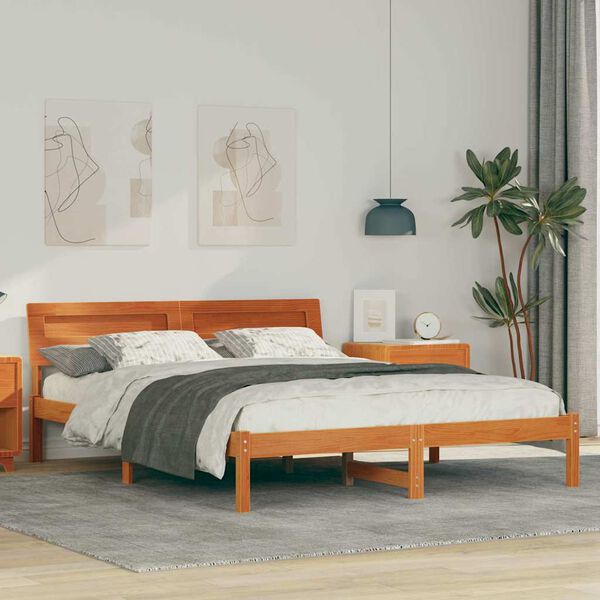 vidaXL Bedframe Wasbruin 140 x 200 cm Massief grenenhout