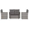 vidaXL 4-delige Loungeset met kussens poly rattan grijs
