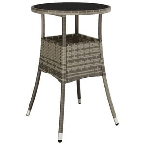 vidaXL Tuintafel &Oslash;60x75 cm gehard glas en poly rattan grijs