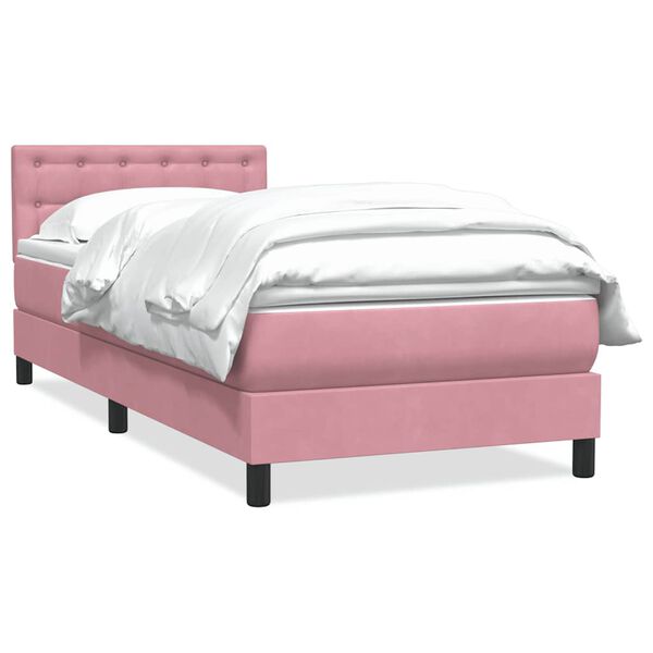 vidaXL Boxspring met matras fluweel roze 100x220 cm