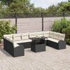 vidaXL Tuin Sofa Set met kussen 11 pcs Zwart en cr&egrave;me poly rattan