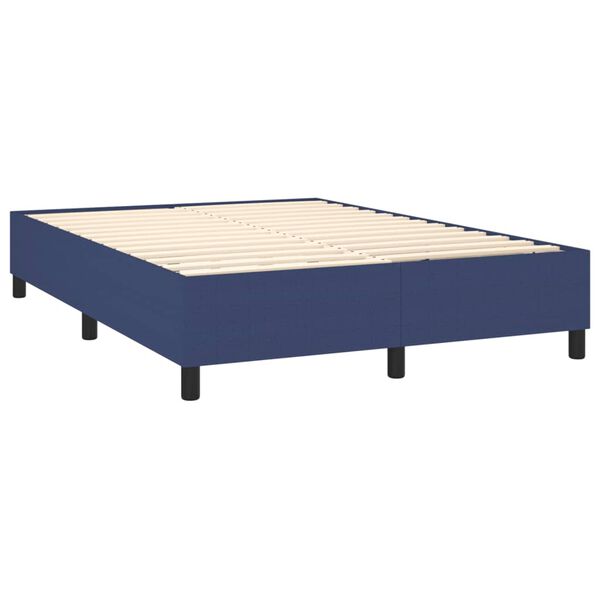 vidaXL Boxspring met matras stof blauw 140x200 cm