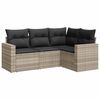 vidaXL 4-delige Loungeset met kussens poly rattan lichtgrijs