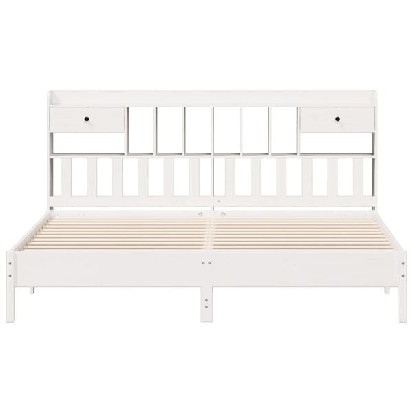 vidaXL Bed met boekenkast zonder matras grenenhout wit 180x200 cm