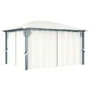 vidaXL Prieel met gordijn 400x300 cm aluminium cr&egrave;me