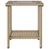 vidaXL Tuinbank met tafel en kussens L-vormig beige poly rattan
