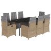 vidaXL 9-delige Tuinset met kussens poly rattan beige