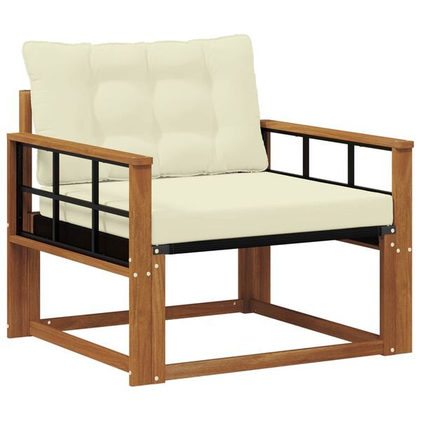 vidaXL Buiten bankenset Massief Acaciahout en Textilene Naturel