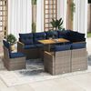 vidaXL 9-delige Loungeset met kussens poly rattan grijs