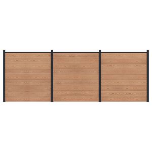 vidaXL Hekpaneel 3 pcs WPC en Aluminium Bruin