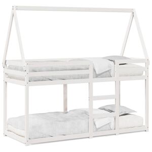 vidaXL Stapelbed met dak massief grenenhout wit 90x190 cm