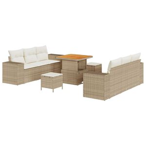 vidaXL Tuin Sofa Set Beige en Cr&egrave;me 221 x 204 x 85 cm Poly Rattan