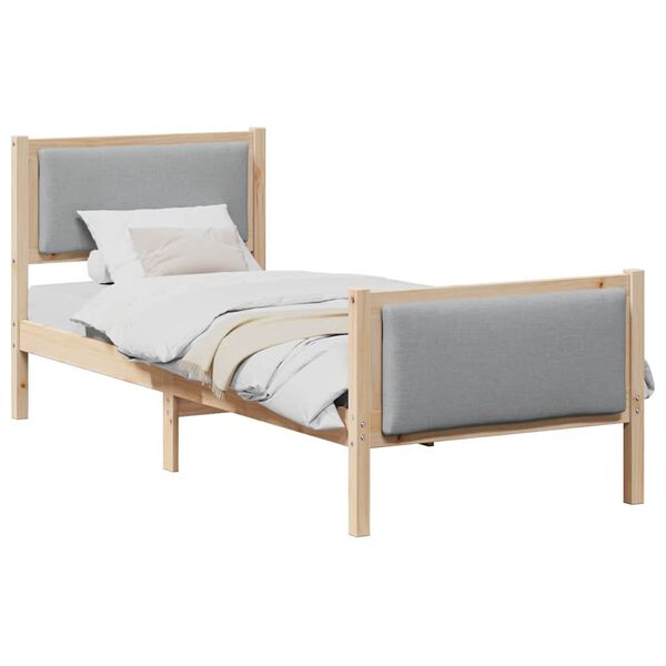 vidaXL Bedframe met hoofdeinde Lichtgrijs 75 x 190 cm Stof