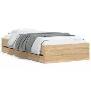 vidaXL Bedframe met lades bewerkt hout sonoma eikenkleurig 75x190 cm