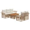 vidaXL Tuinbankenset 6 st Natuurlijk en Cr&egrave;me Wit poly rattan