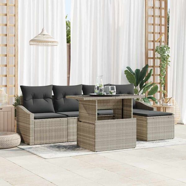 vidaXL Tuin Sofa Set met kussen 6 pcs Lichtgrijs