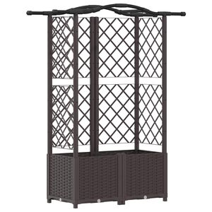 vidaXL Verhoogd Bed met Trellis en Dak Bruin 122 x 40 x 138 cm PP