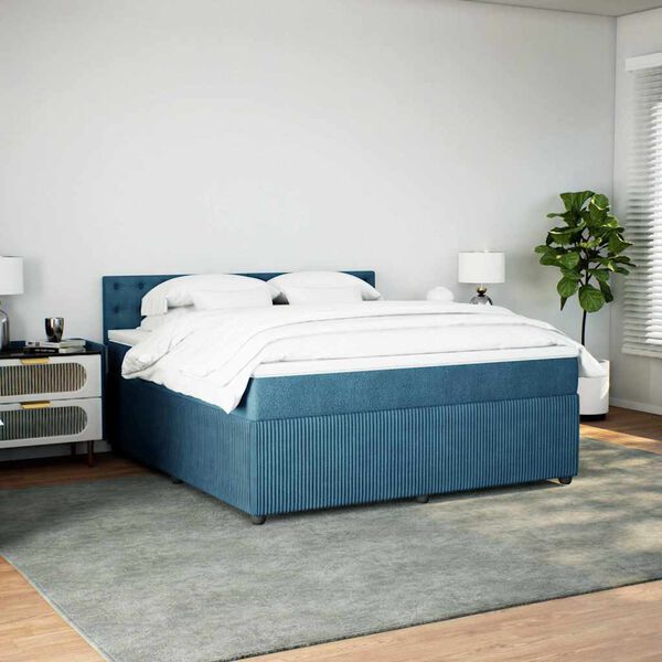 vidaXL Boxspring met matras fluweel blauw 180x200 cm
