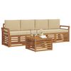 vidaXL Sofa-Sets 5 pcs Natuurlijk en Beige Massief Acaciahout