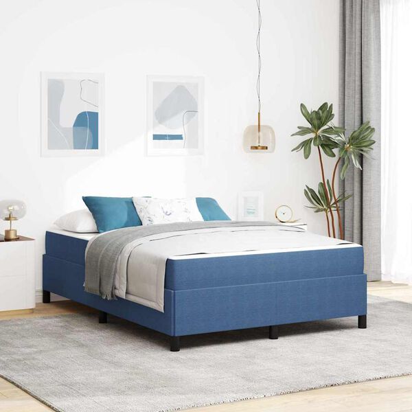 vidaXL Bedframe met matras Blauw 160 x 200 cm Stof