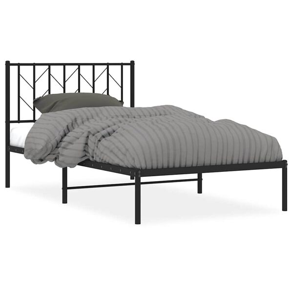 vidaXL Bedframe met hoofdbord metaal zwart 100x200 cm