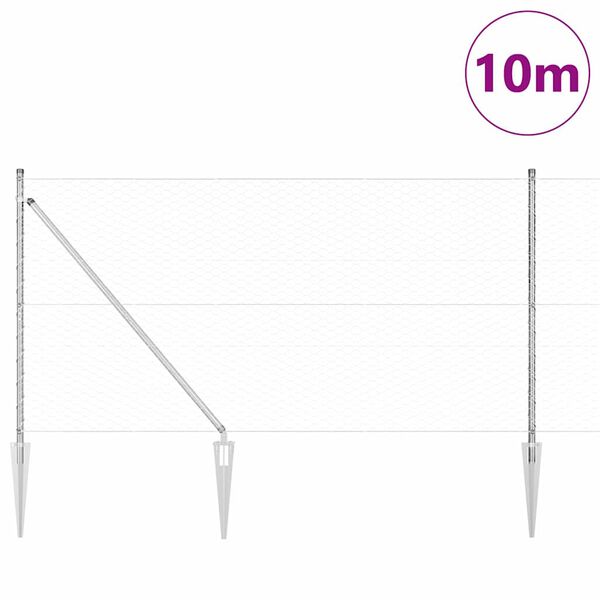 vidaXL Afrasteringspaal Zilver 10 x 1,4 m (36 mm gaas) Staal
