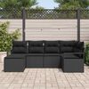 vidaXL Bankstel met kussen met opslag 6 pcs Zwart poly rattan