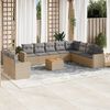 vidaXL 11-delige Tuinset met kussens poly rattan beige