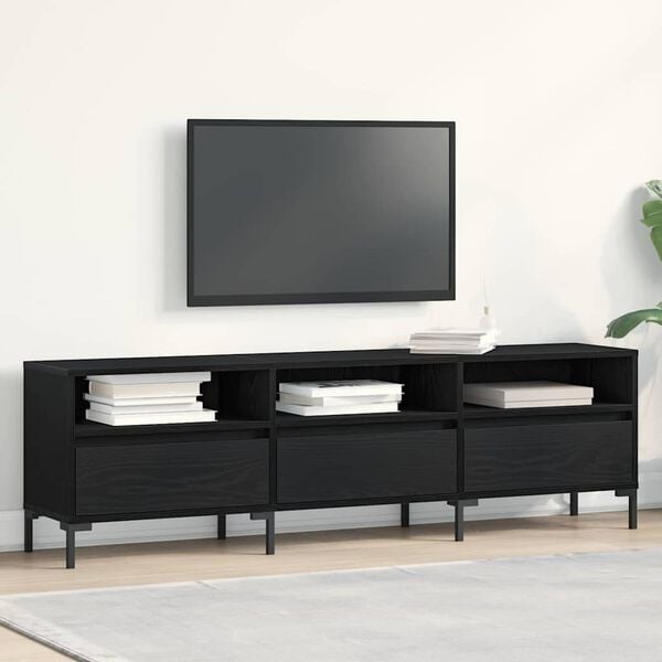 vidaXL TV-kast met lade Zwart Eiken 150 x 30 x 44,5 cm Bewerkt hout
