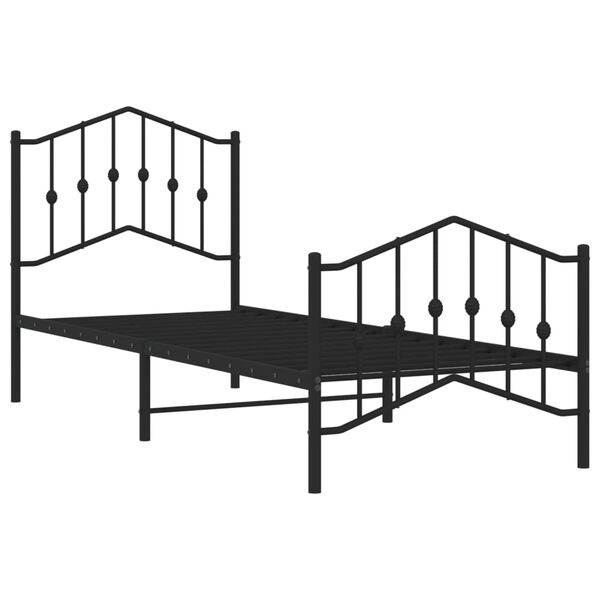 vidaXL Bedframe met hoofd- en voeteneinde metaal zwart 90x190 cm