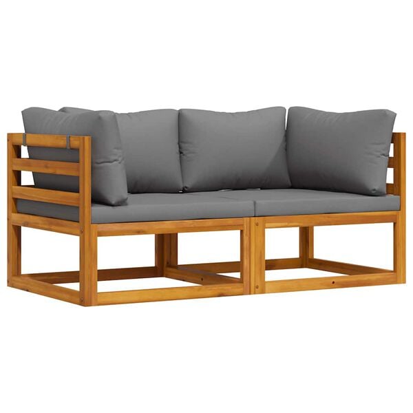 vidaXL Hoekbanken 2 st met kussens sectioneel donkergrijs