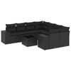 vidaXL 9-delige Loungeset met kussens poly rattan zwart