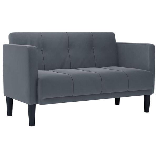 vidaXL Loveseat bank donkergrijs 111 cm fluweel