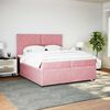 vidaXL Boxspring met matras fluweel roze 200x200 cm