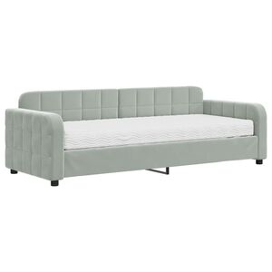 vidaXL Slaapbank met matras 80x200 cm fluweel lichtgrijs