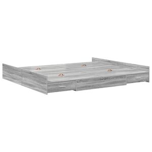 vidaXL Opbergbedframe met lade Grijs Sonoma 200 x 200 cm Bewerkt hout