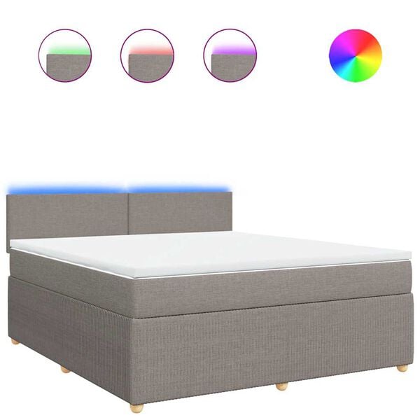 vidaXL Boxspring met matras stof taupe 180x200 cm