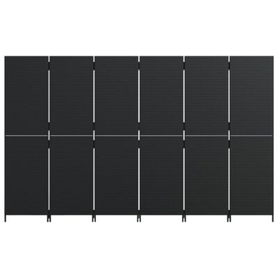 vidaXL Kamerscherm 6 panelen poly rattan zwart