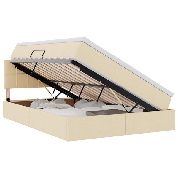 vidaXL Opbergbed met matras met matras Cr&egrave;me 140 x 190 cm Bewerkt hout