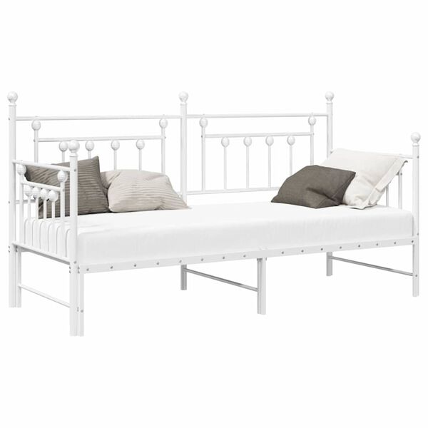 vidaXL Bedframe voor een daybed met hoofdeinde Wit 75 x 190 cm Staal