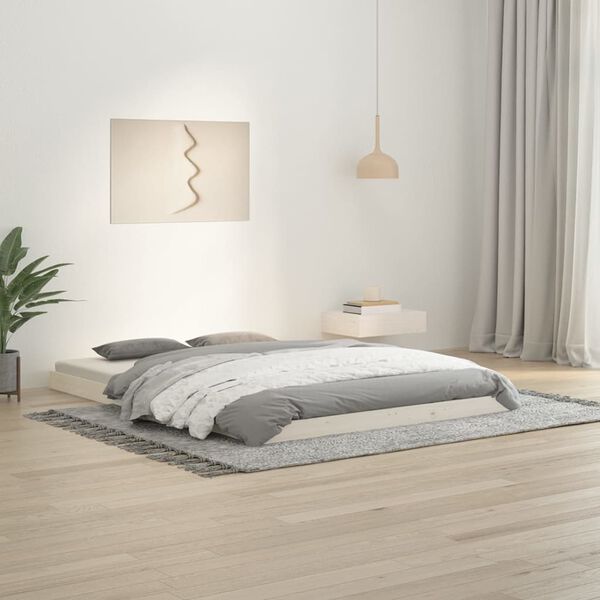 vidaXL Bedframe massief grenenhout wit 135x190 cm