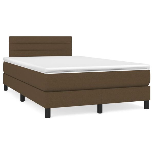 vidaXL Boxspring met matras en LED stof donkerbruin 120x190 cm