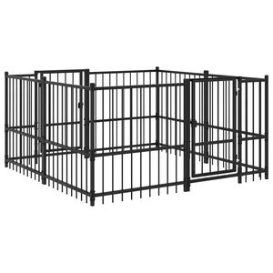 vidaXL Buitenspelenhok voor honden Zwart 192 x 192 x 100 cm Staal