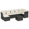 vidaXL 8-delige Loungeset met kussens poly rattan zwart