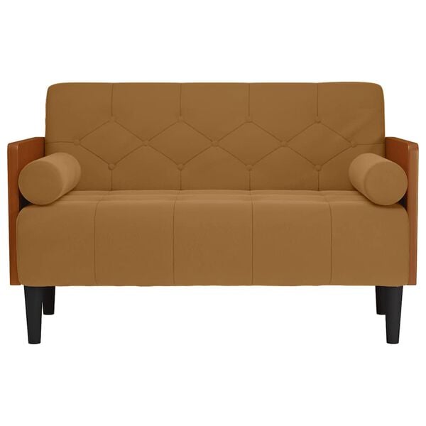 vidaXL Loveseat bank met bolsters bruin 110 cm fluweel