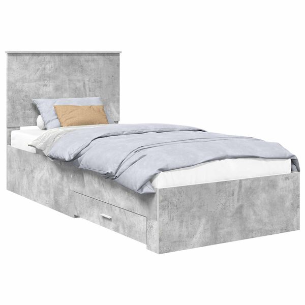 vidaXL Bedframe met hoofdeinde Beton Grijs 90 x 190 cm Bewerkt hout